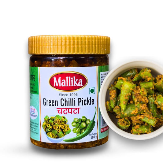 Mallika Green Chilli Pickle - 500G